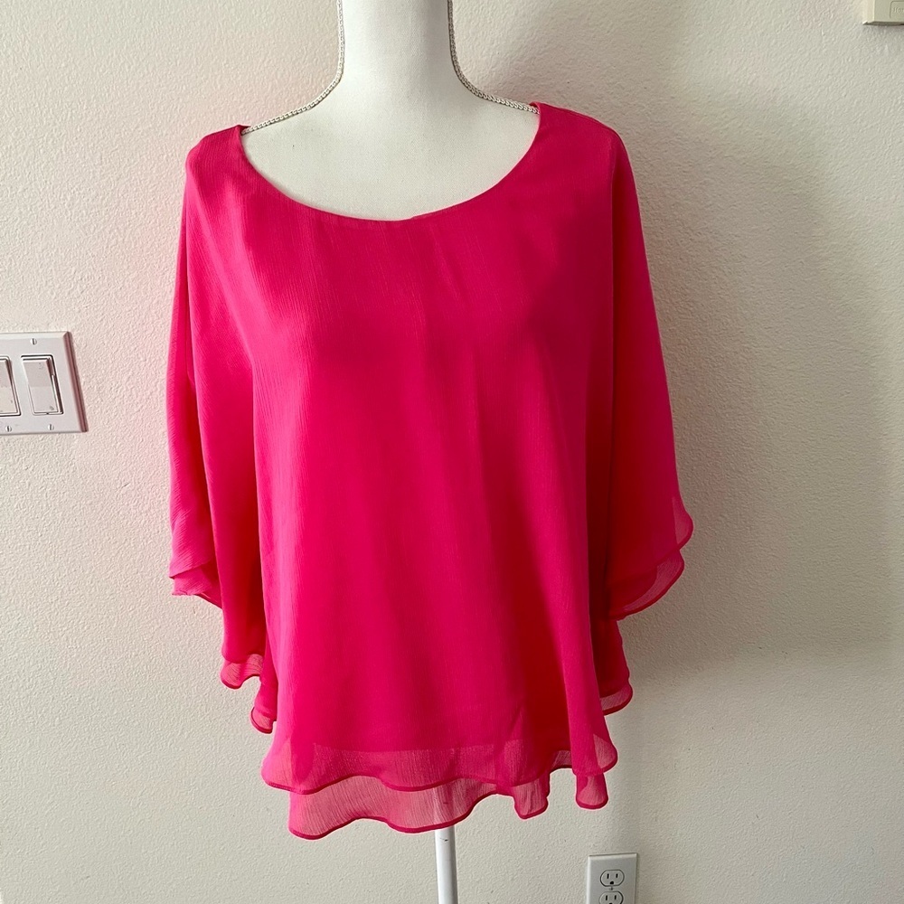 Milano Hot Pink Layered Chiffon Blouse
